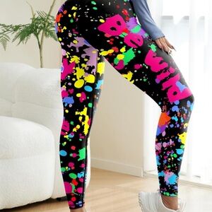 Colorful Splatter Print Leggings